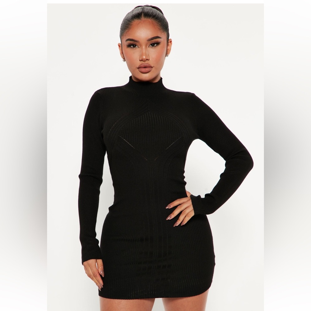 Fashion nova Cold As Ice Sweater Mini Dress - Black